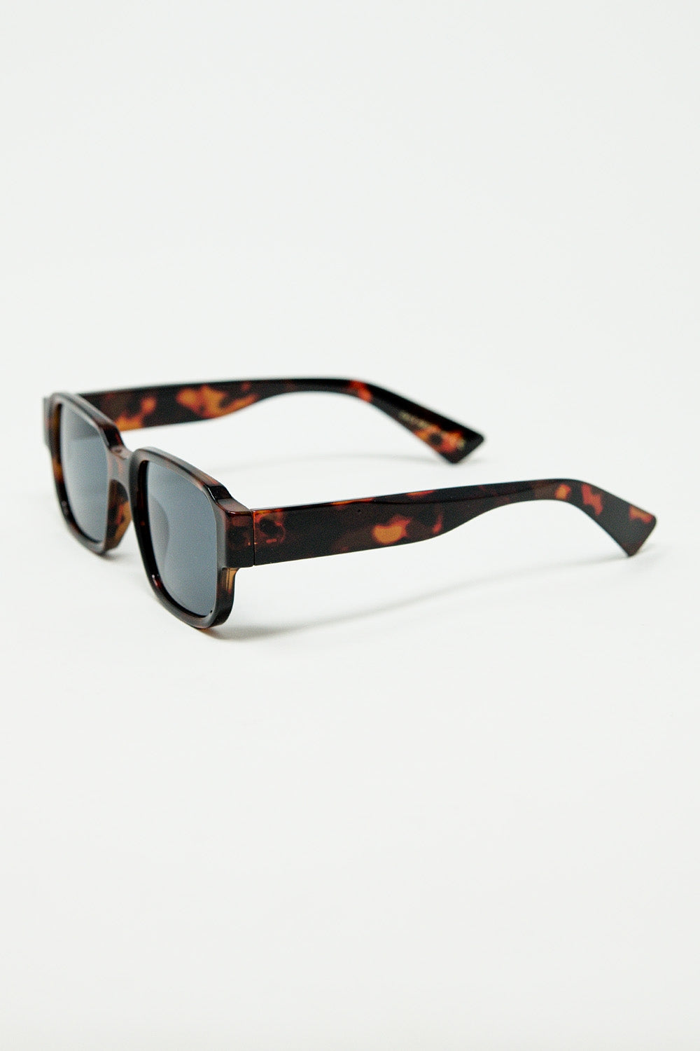Brown chunky square sunglasses in crystal grey | Just Cool Beans