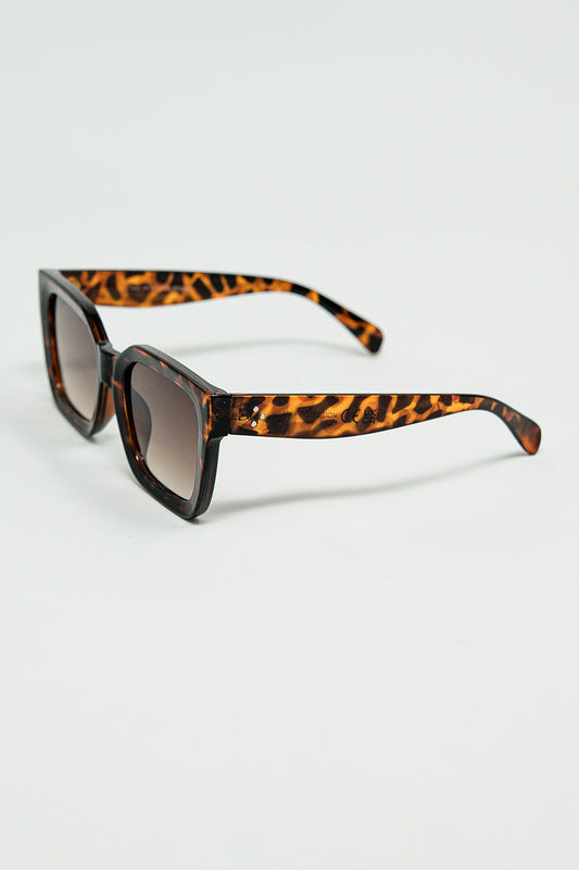 Brown square sunglasses with animal print | Just Cool Beans