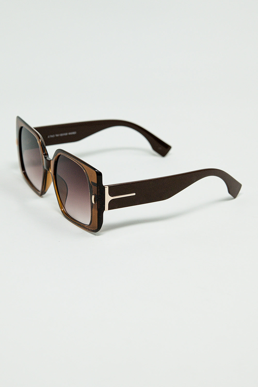 Brown square sunglasses with gold detail on the side | Just Cool Beans