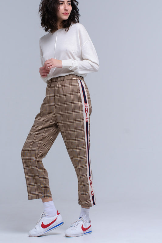 Brown tartan pattern pants | Just Cool Beans — pants | bottoms