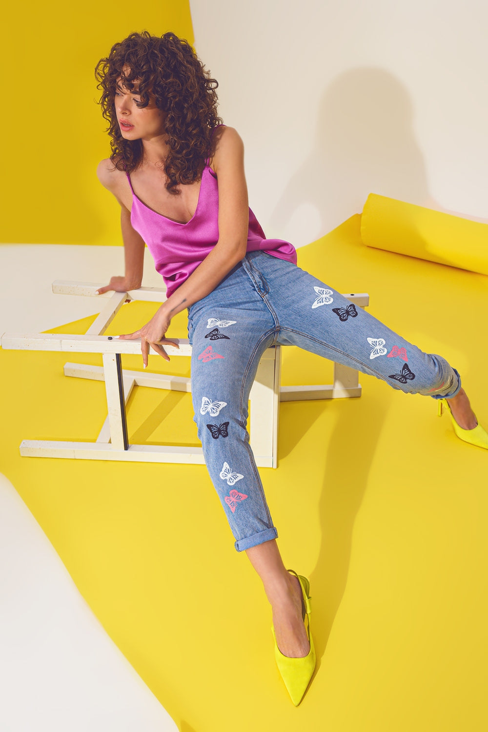 Butterfly detail skinny jeans in light blue wash | Just Cool Beans — jeans | the denim shop