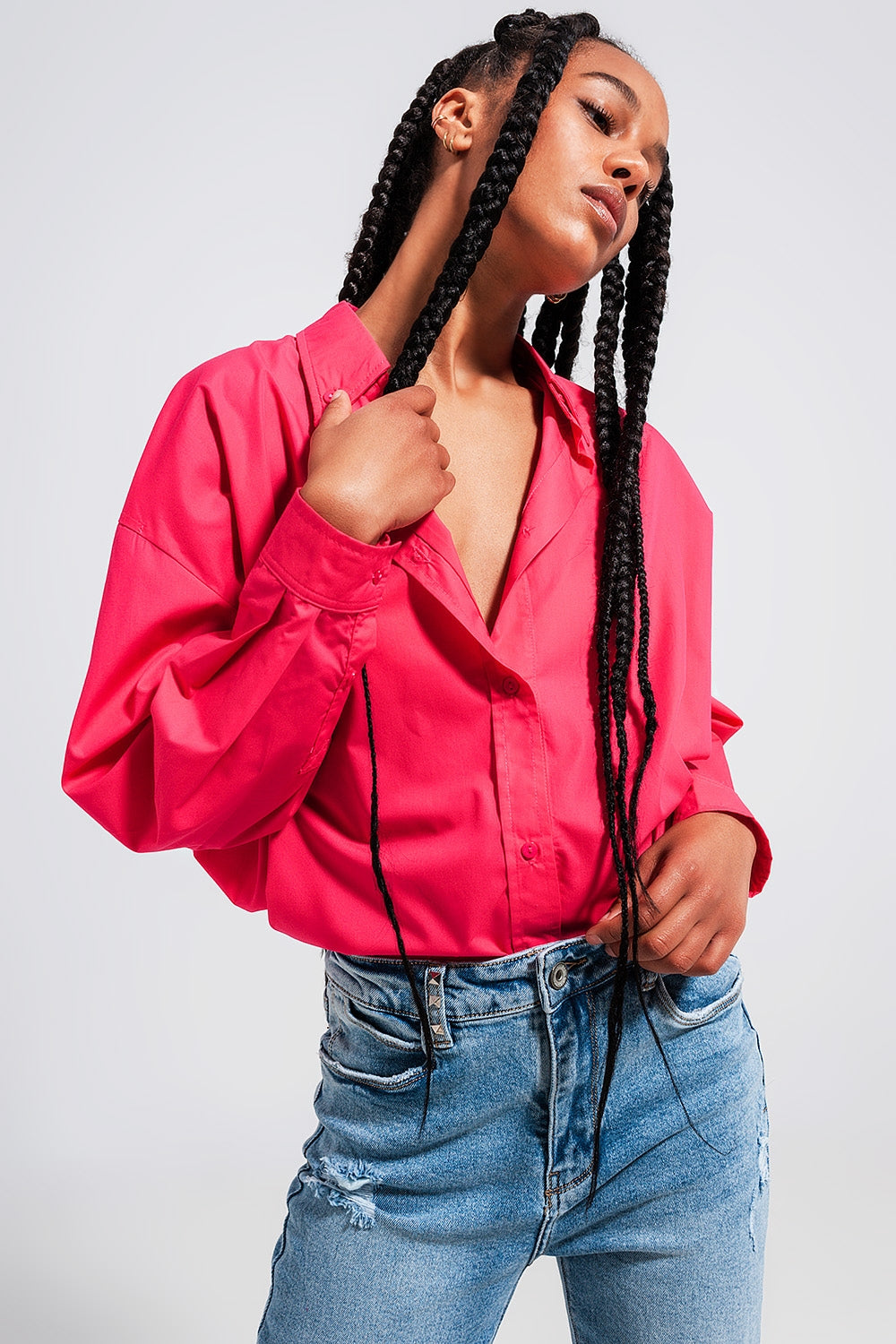 Button front shirt in fuchsia | Just Cool Beans — shirts | nan