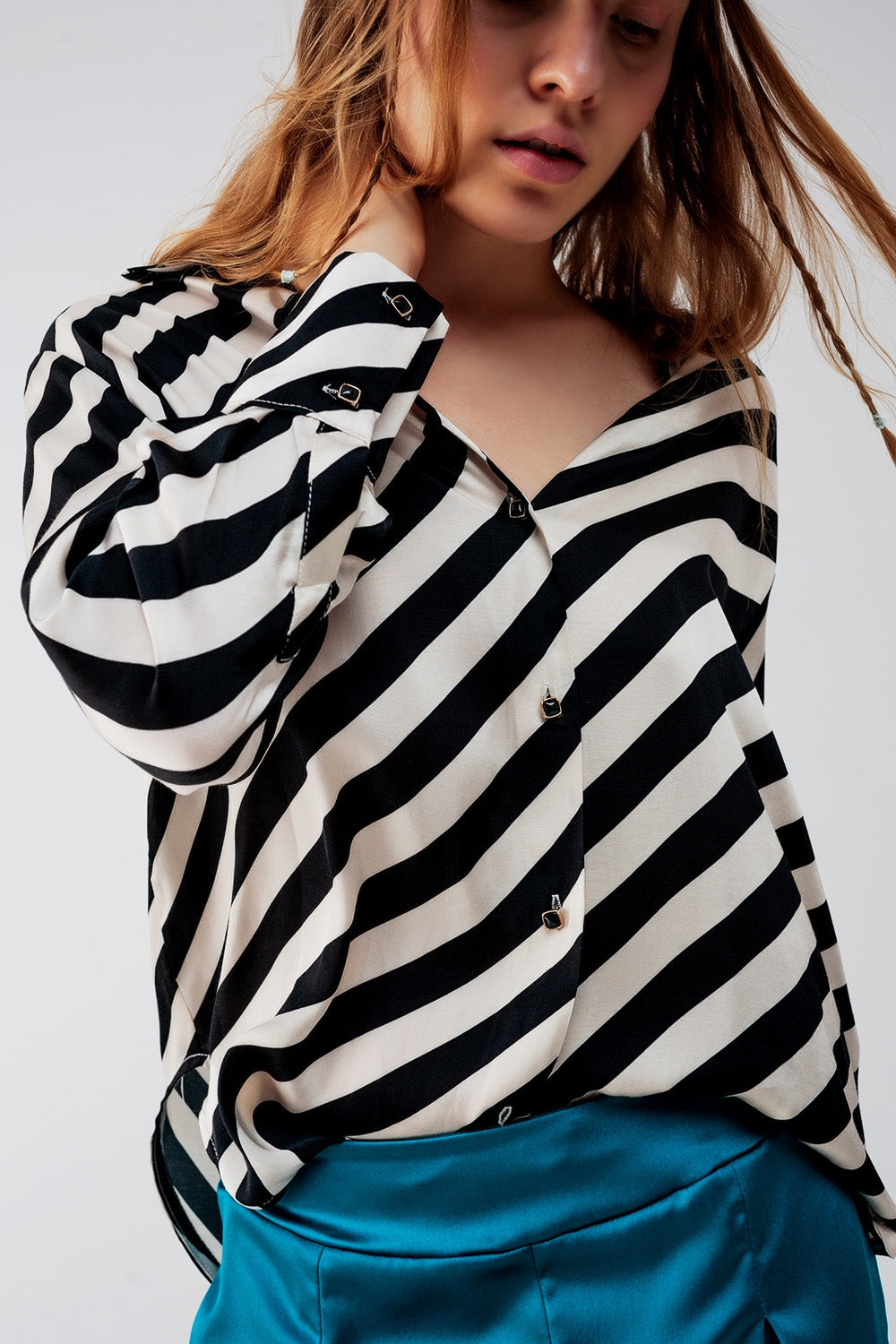 Button through oversized shirt in stripe | Just Cool Beans — shirts | nan