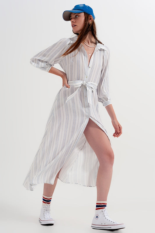 Button through smock midi dress in stripe | Just Cool Beans — dresses