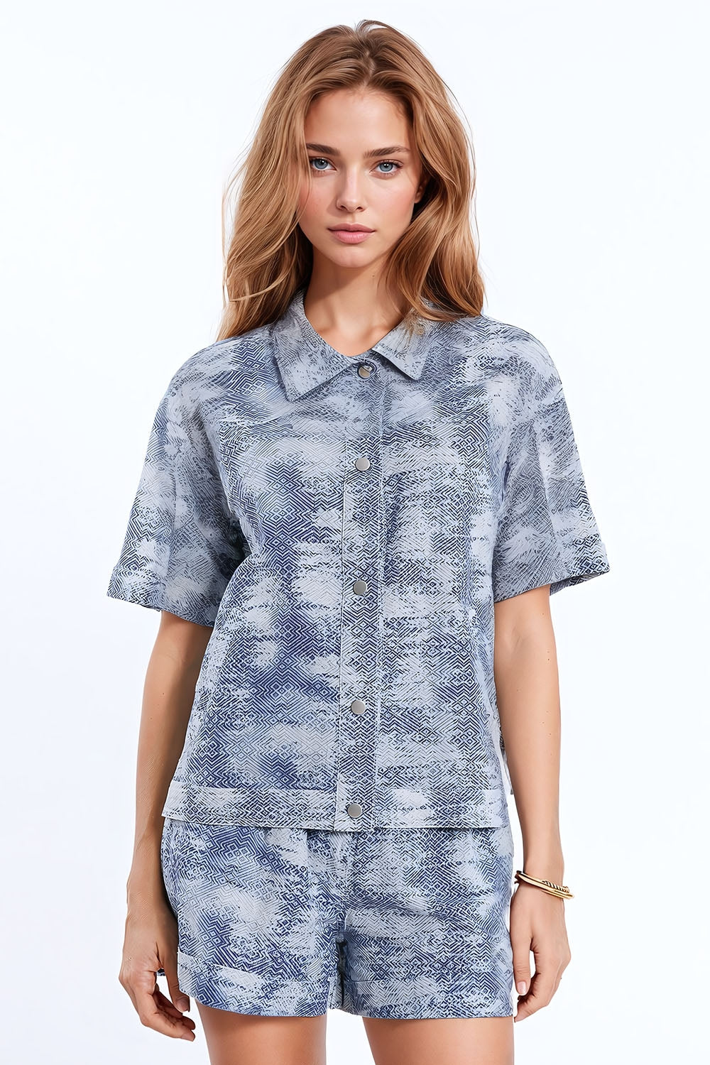 Button up polo shirt in tie dye blue | Just Cool Beans — shirts | nan