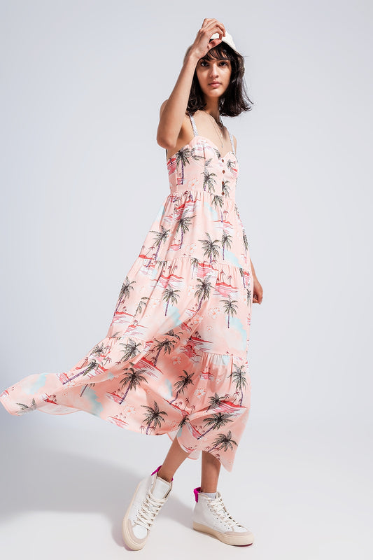 Cami maxi beach dress in natural tropical print | Just Cool Beans — dresses