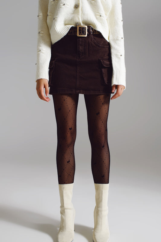 Cargo mini skirt in dark brown | Just Cool Beans — skirts