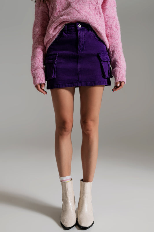 Cargo mini skirt in purple | Just Cool Beans — skirts