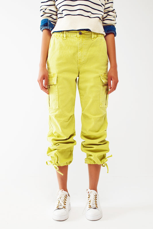 Cargo pants with tassel ends in lime | Just Cool Beans — jeans | bottoms