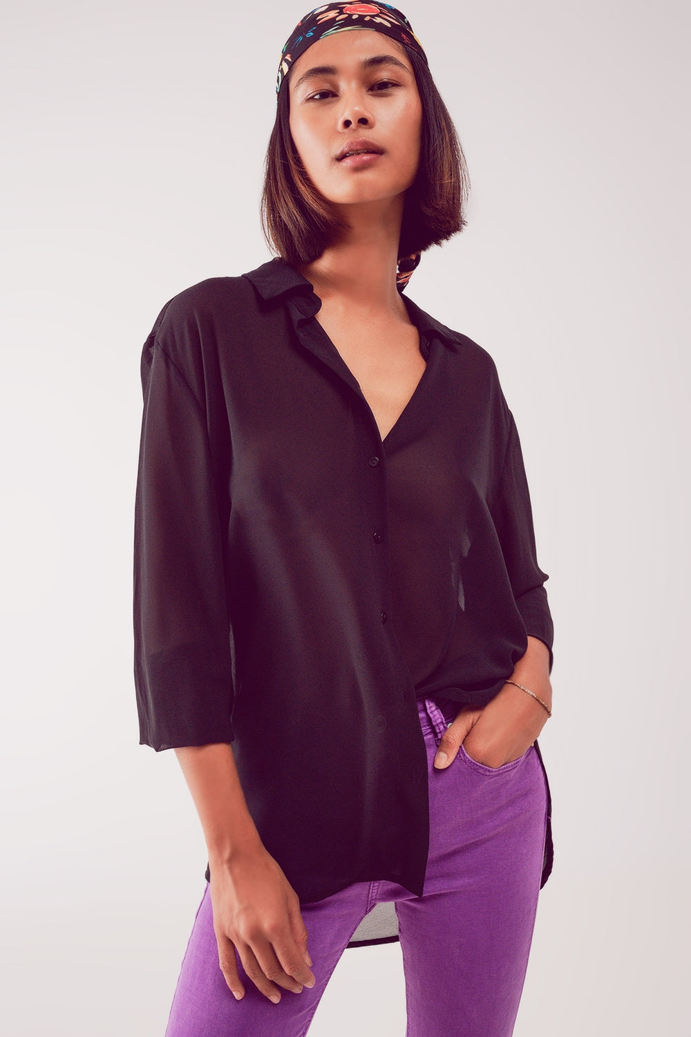 Chiffon shirt in black | Just Cool Beans — shirts | nan