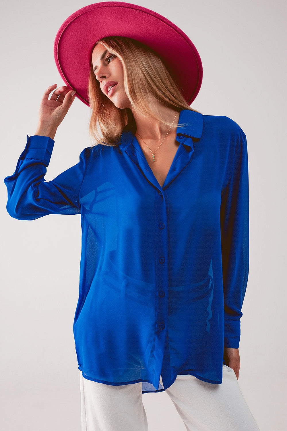 Chiffon shirt in blue | Just Cool Beans — shirts | nan