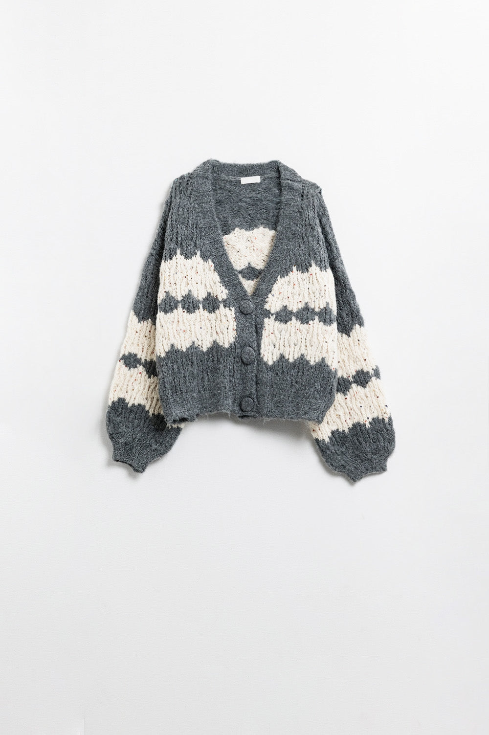 Chunky knit oversized cardigan with sequin details in grey | Just Cool Beans — coats and jackets | jackets