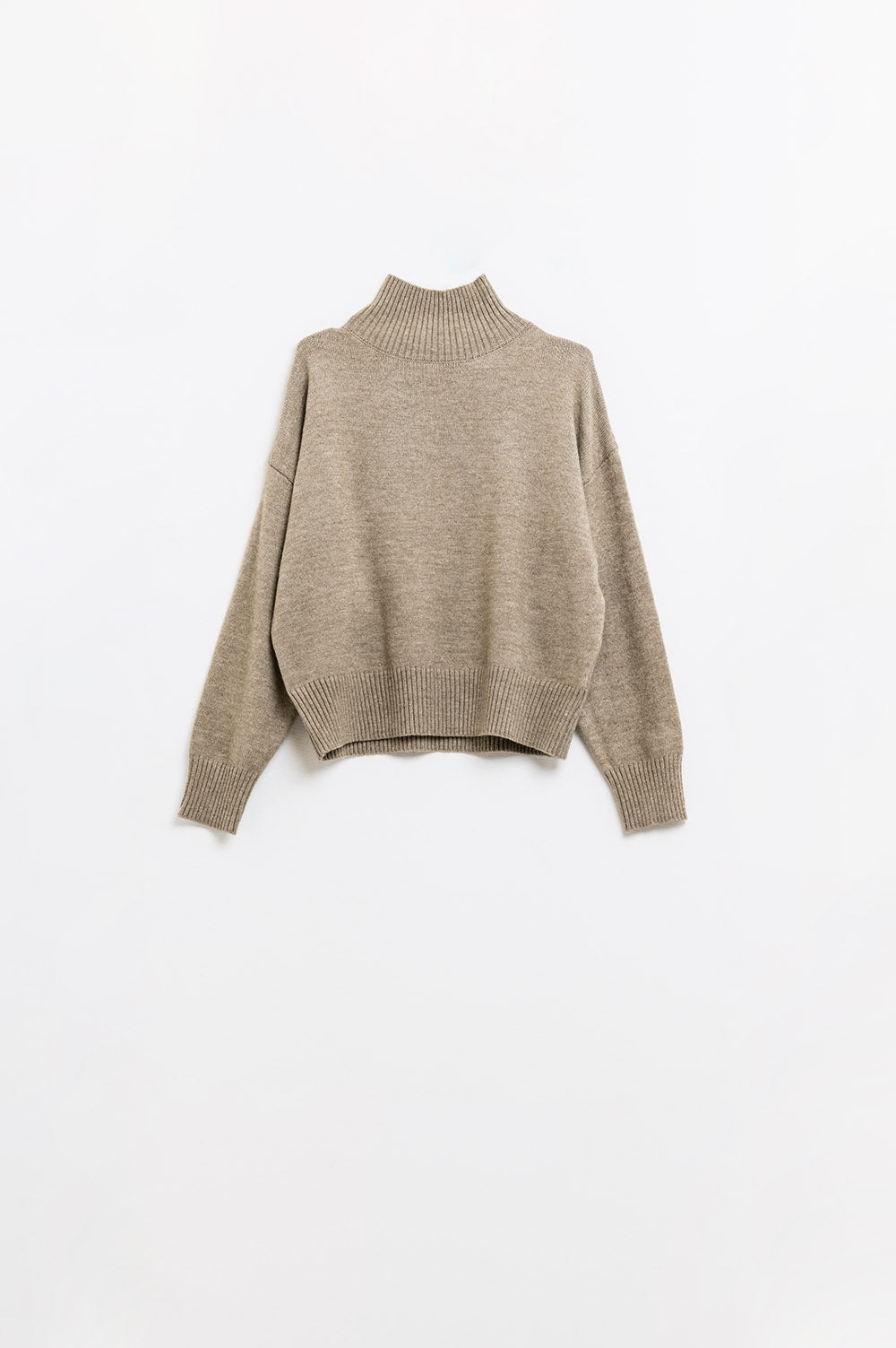 Chunky knit sweater in beige with turtleneck | Just Cool Beans — sweaters | tops