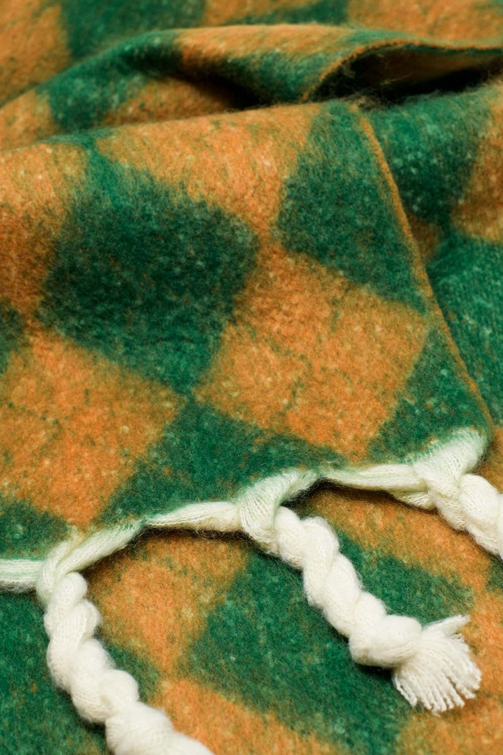 Chunky scarf in argyle pattern in  green | Just Cool Beans