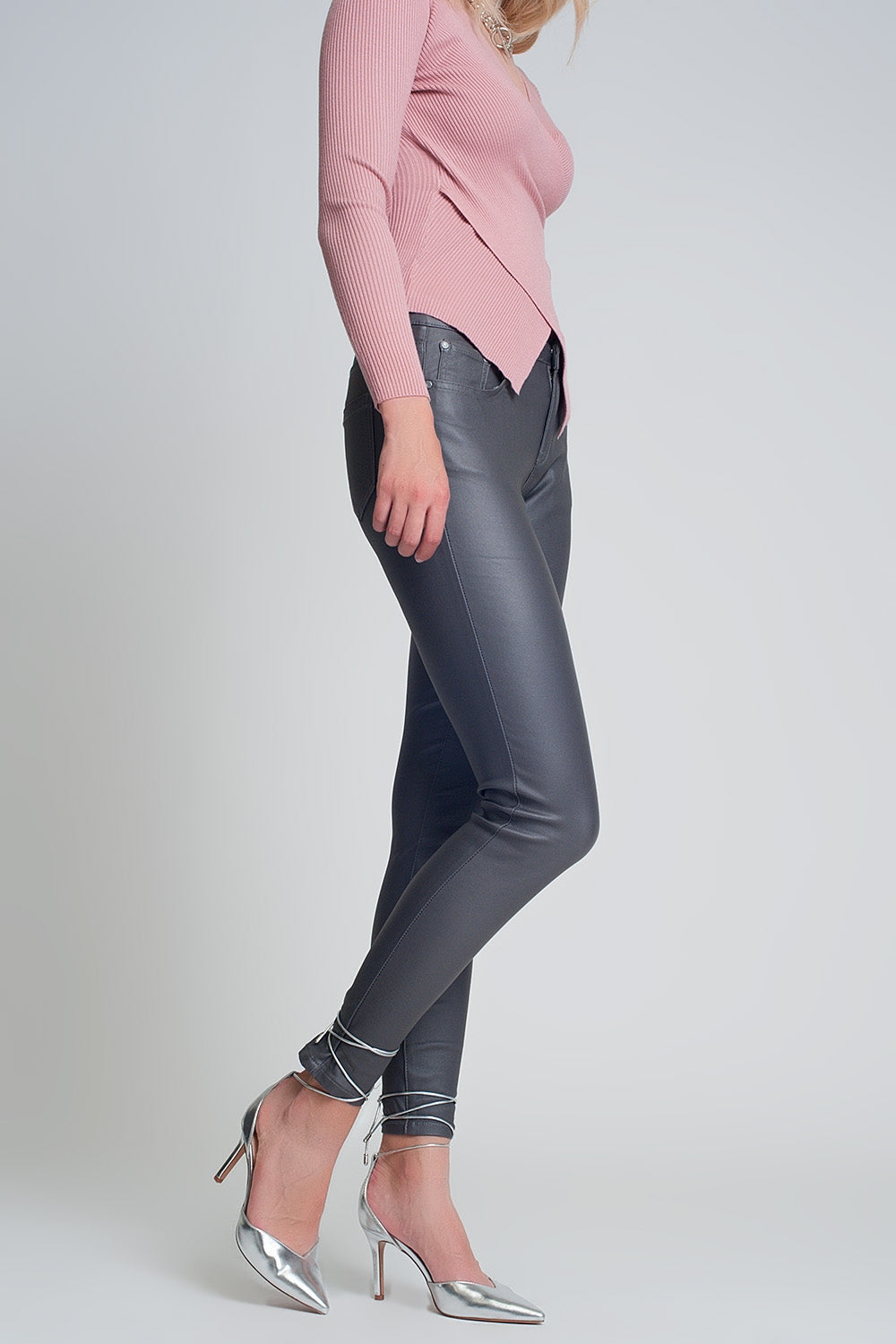 Coated pants in gray | Just Cool Beans — pants | bottoms