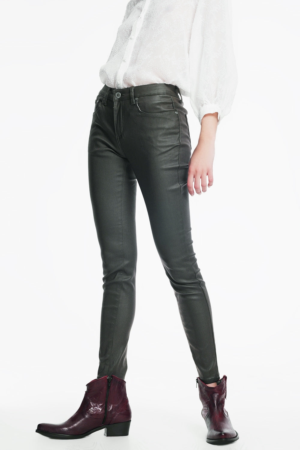 Coated pants in khaki | Just Cool Beans — pants | bottoms