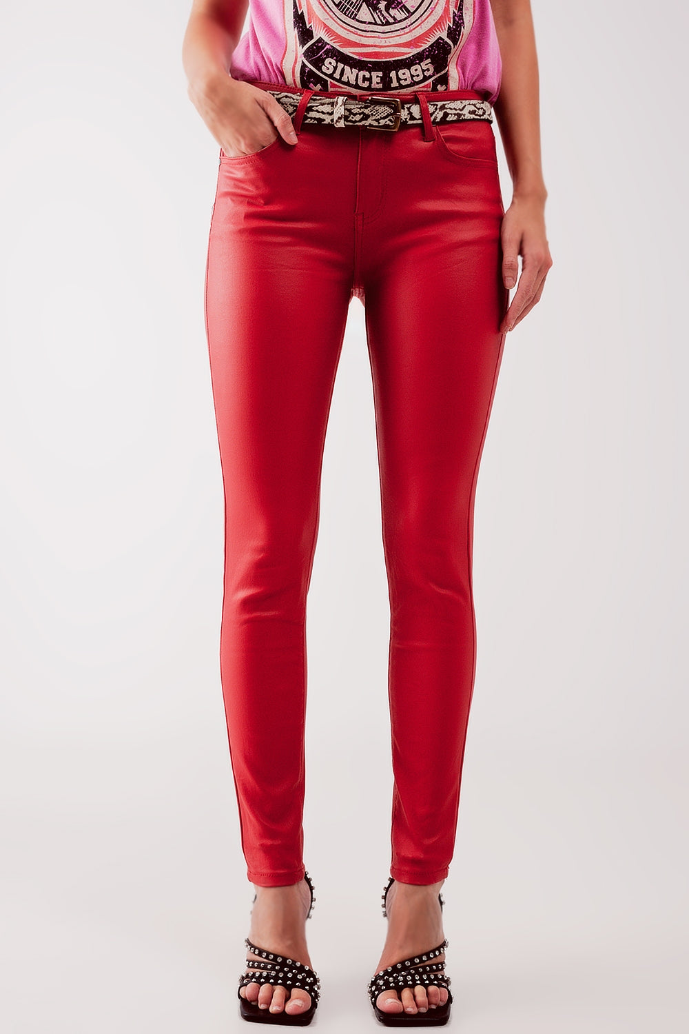Coated pants in red | Just Cool Beans