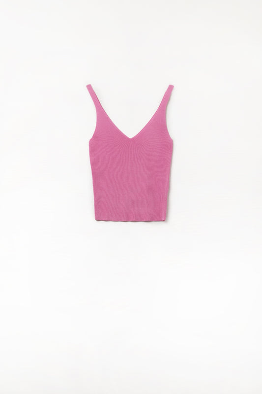 Comfy ribbed knitted tank top in fuchsia | Just Cool Beans — sweaters | tops