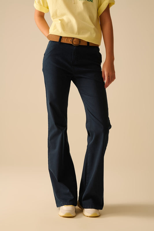 Comfy stretcy denim navy flared jeans | Just Cool Beans — jeans | the denim shop