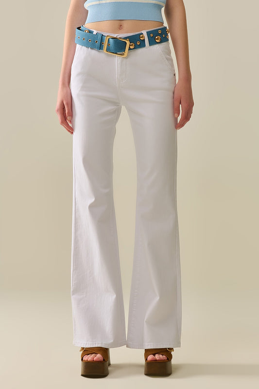 Comfy stretcy white flared pants | Just Cool Beans — pants | bottoms