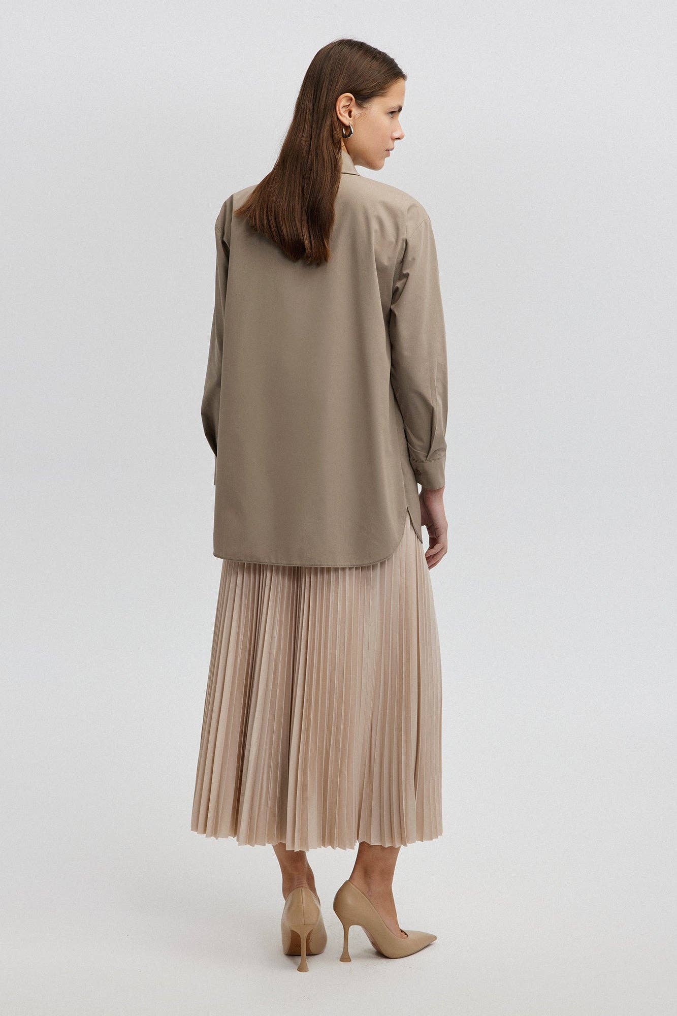 Contrast Embroidered Shirt in Beige - Just Cool Beans