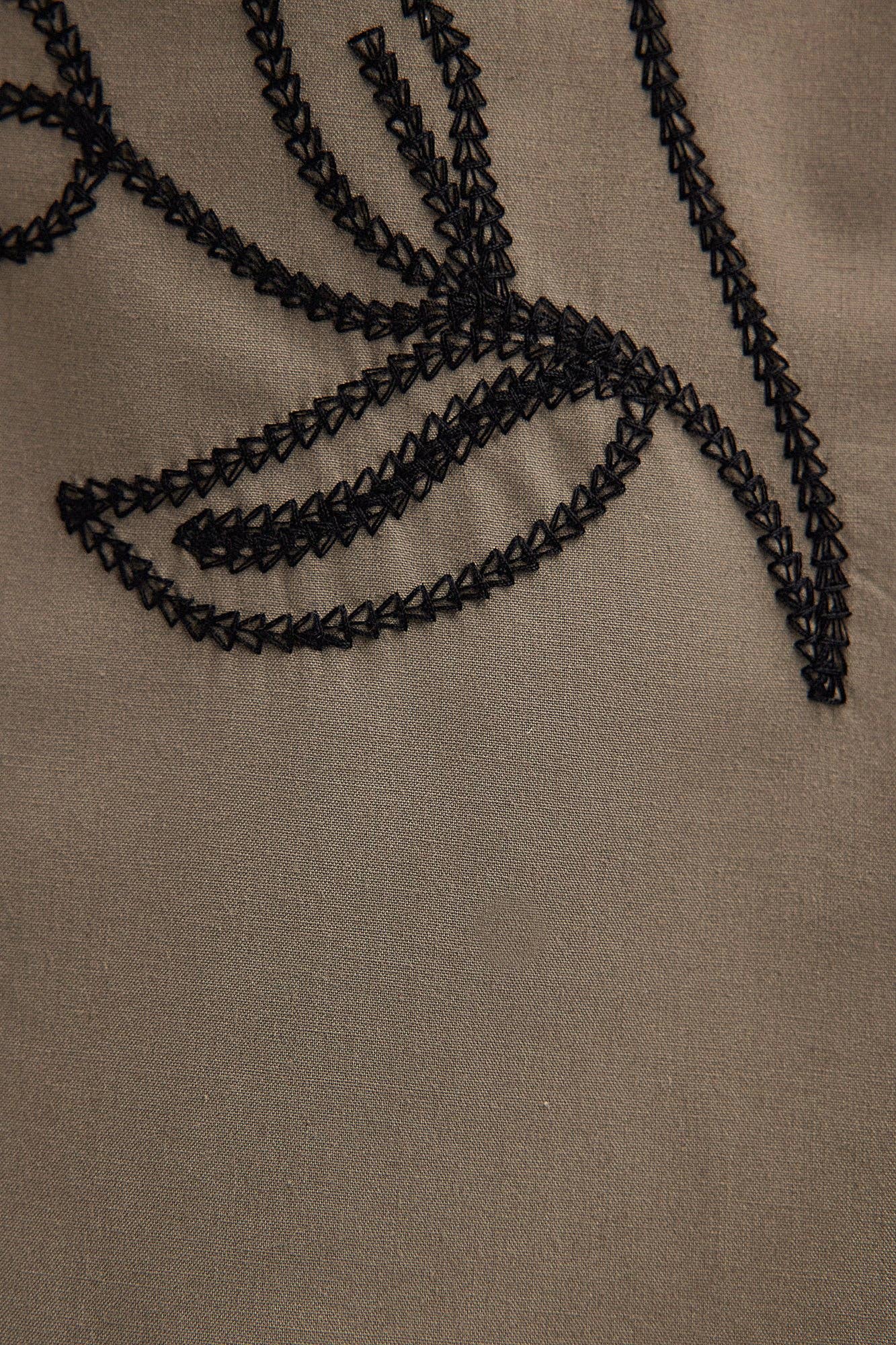 Contrast Embroidered Shirt in Beige - Just Cool Beans