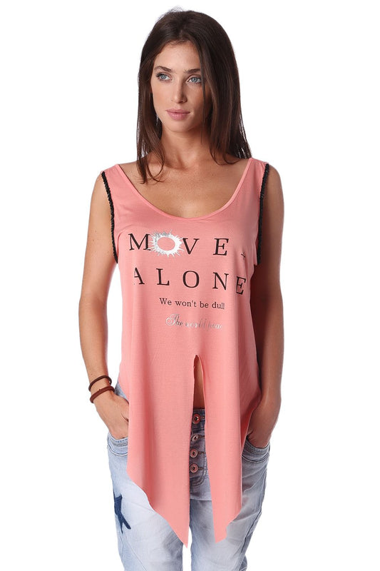 Coral logo tank top with center split | Just Cool Beans — shirts | tops