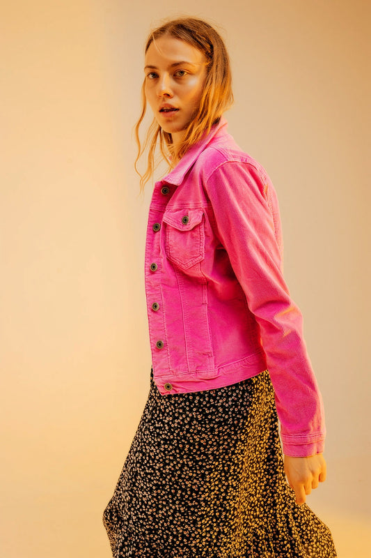 Cord jacket in fuchsia | Just Cool Beans — coats and jackets | jackets