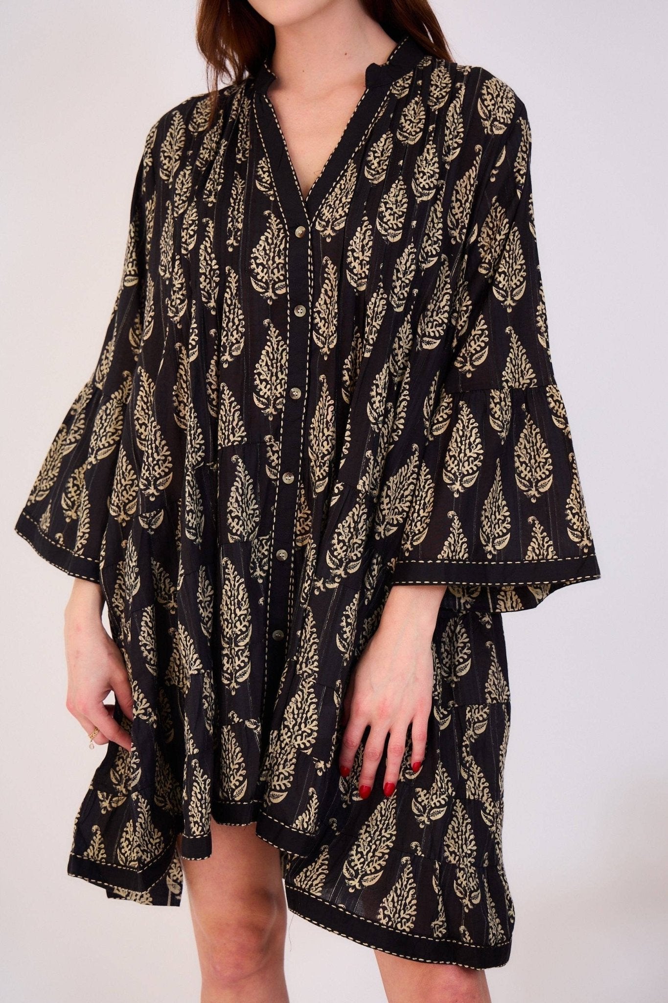 Cotton Bell Sleeve A-Line Dress - Just Cool Beans