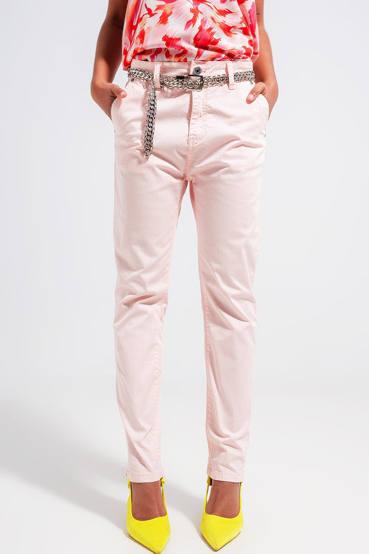 Cotton blend pants in pink | Just Cool Beans — jeans | bottoms