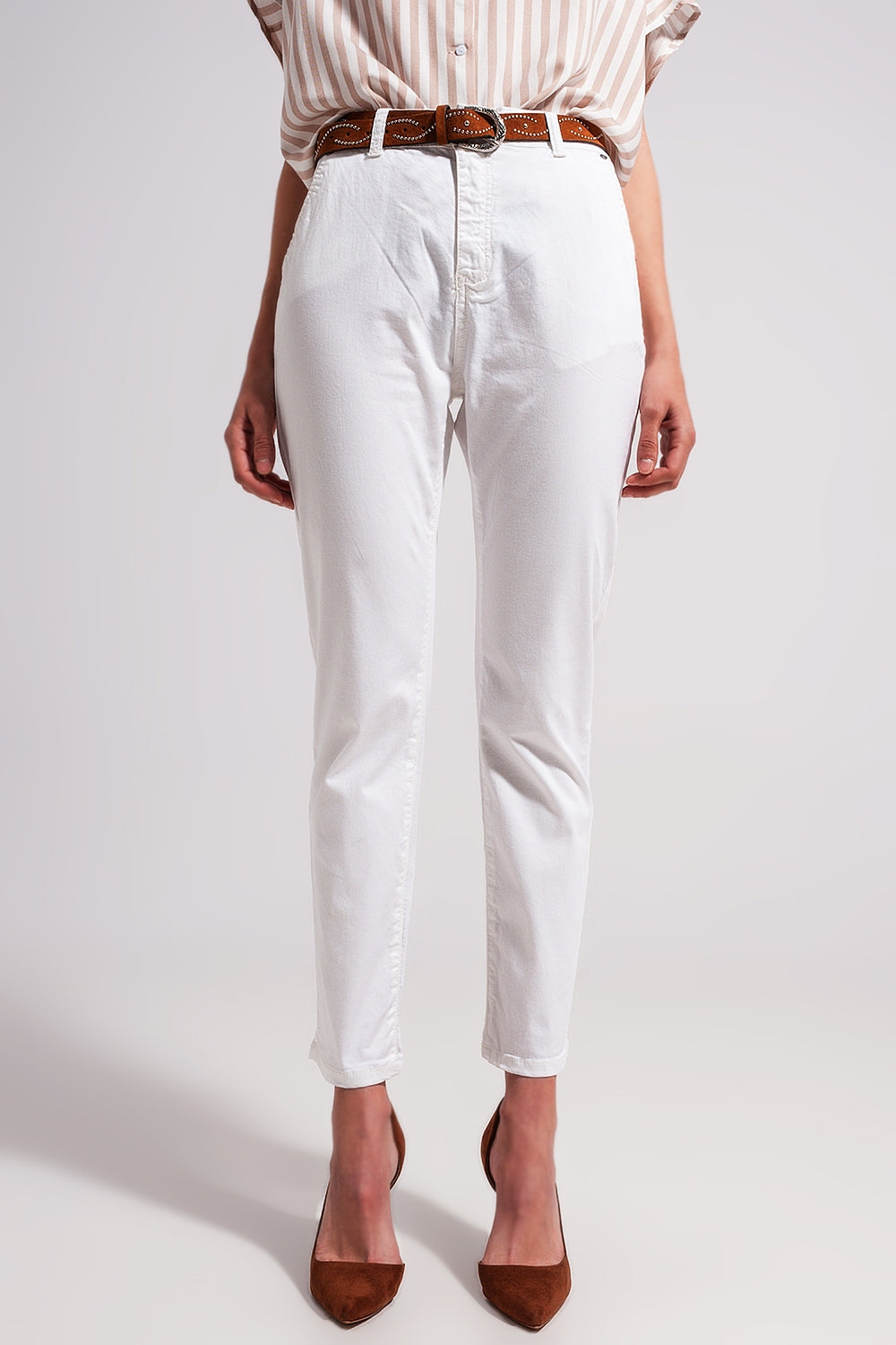 Cotton blend pants in white | Just Cool Beans — jeans | bottoms