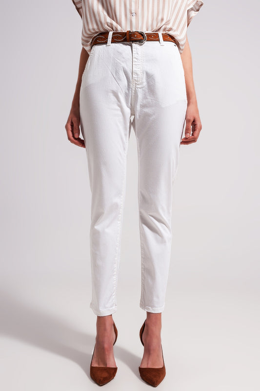 Cotton blend pants in white | Just Cool Beans — jeans | bottoms