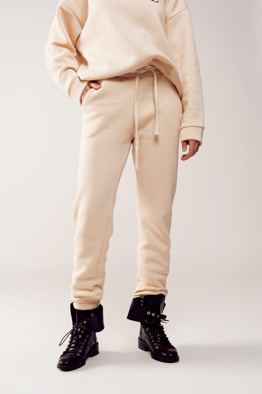 Cotton jogger in cream | Just Cool Beans — pants | bottoms