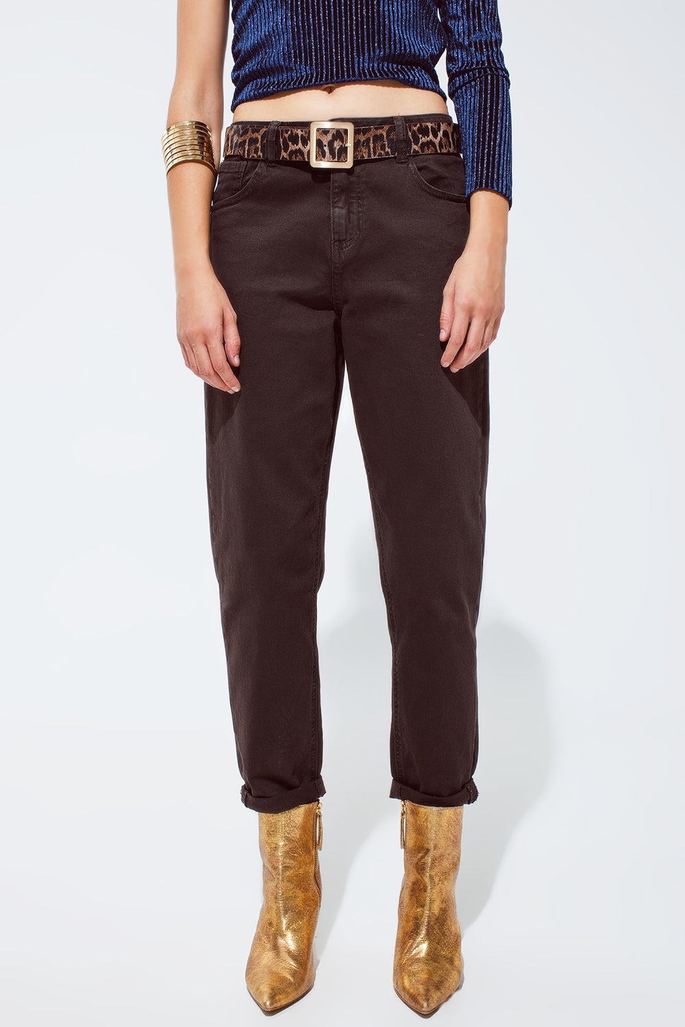 Cotton mid rise slouchy jean in chocolate brown | Just Cool Beans — jeans | the denim shop