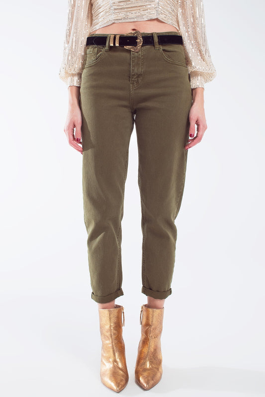 Cotton mid rise slouchy jean in khaki sepia | Just Cool Beans — jeans | the denim shop