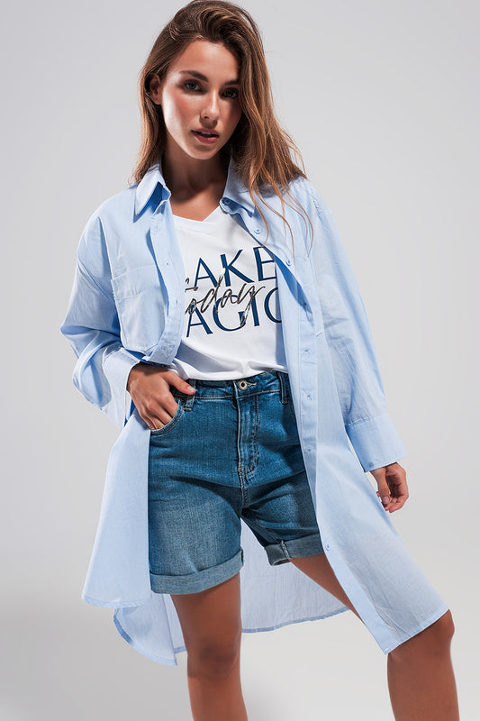 Cotton oversized shirt in light blue | Just Cool Beans — shirts | nan