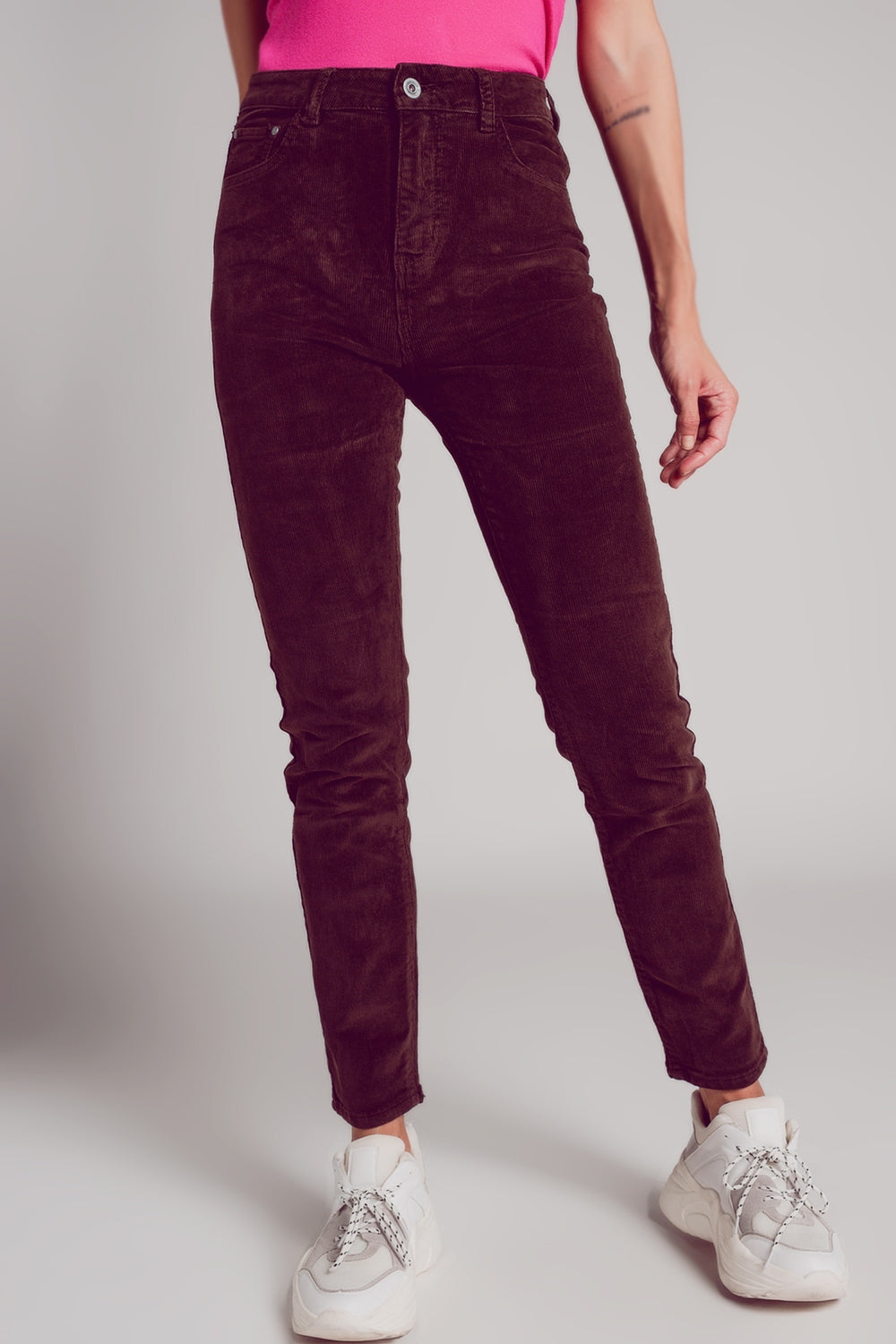 Cotton skinny cord pants in chocolate brown | Just Cool Beans — pants | bottoms