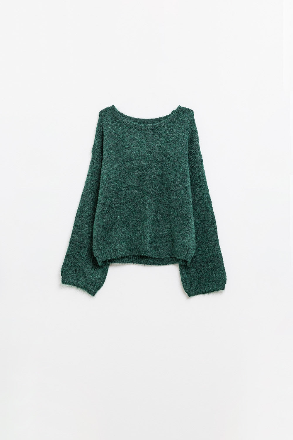 Cozy balloon sleeve jumper in emerald green | Just Cool Beans — sweaters | tops