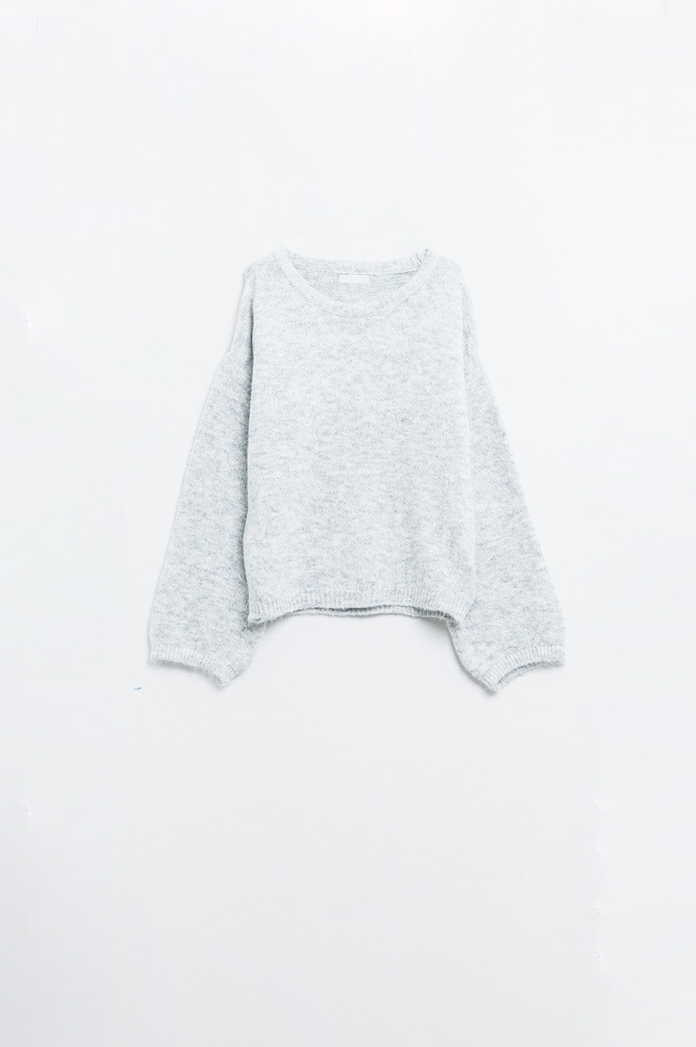 Cozy balloon sleeve sweater in light grey | Just Cool Beans — sweaters | tops