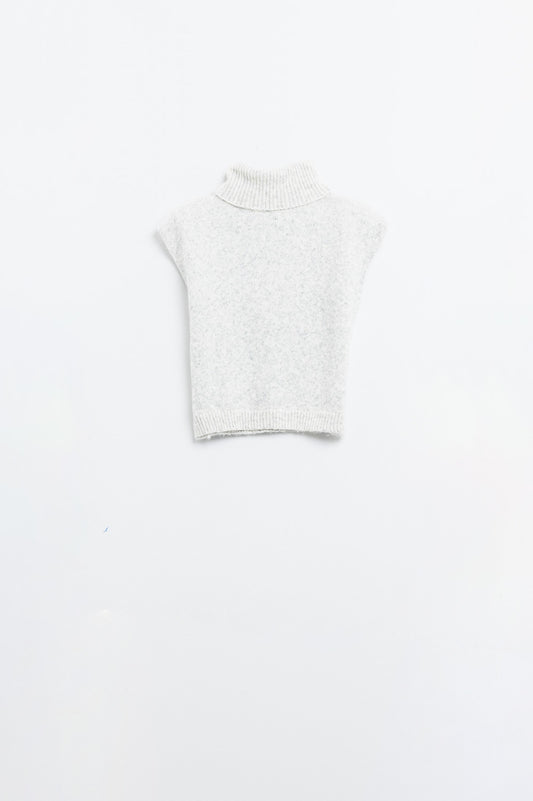 Cozy turtleneck sleeveless sweater in grey | Just Cool Beans — sweaters | tops