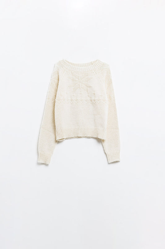 Cream sweater with christmas detail | Just Cool Beans — sweaters | tops