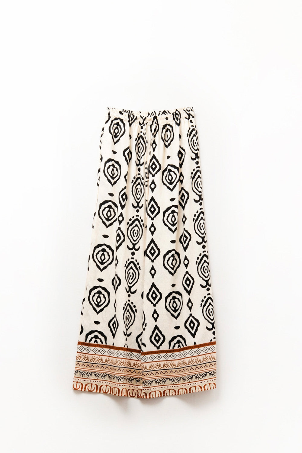 Cream wide leg boho print pants | Just Cool Beans — pants | bottoms