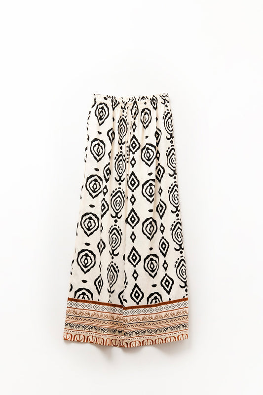 Cream wide leg boho print pants | Just Cool Beans — pants | bottoms