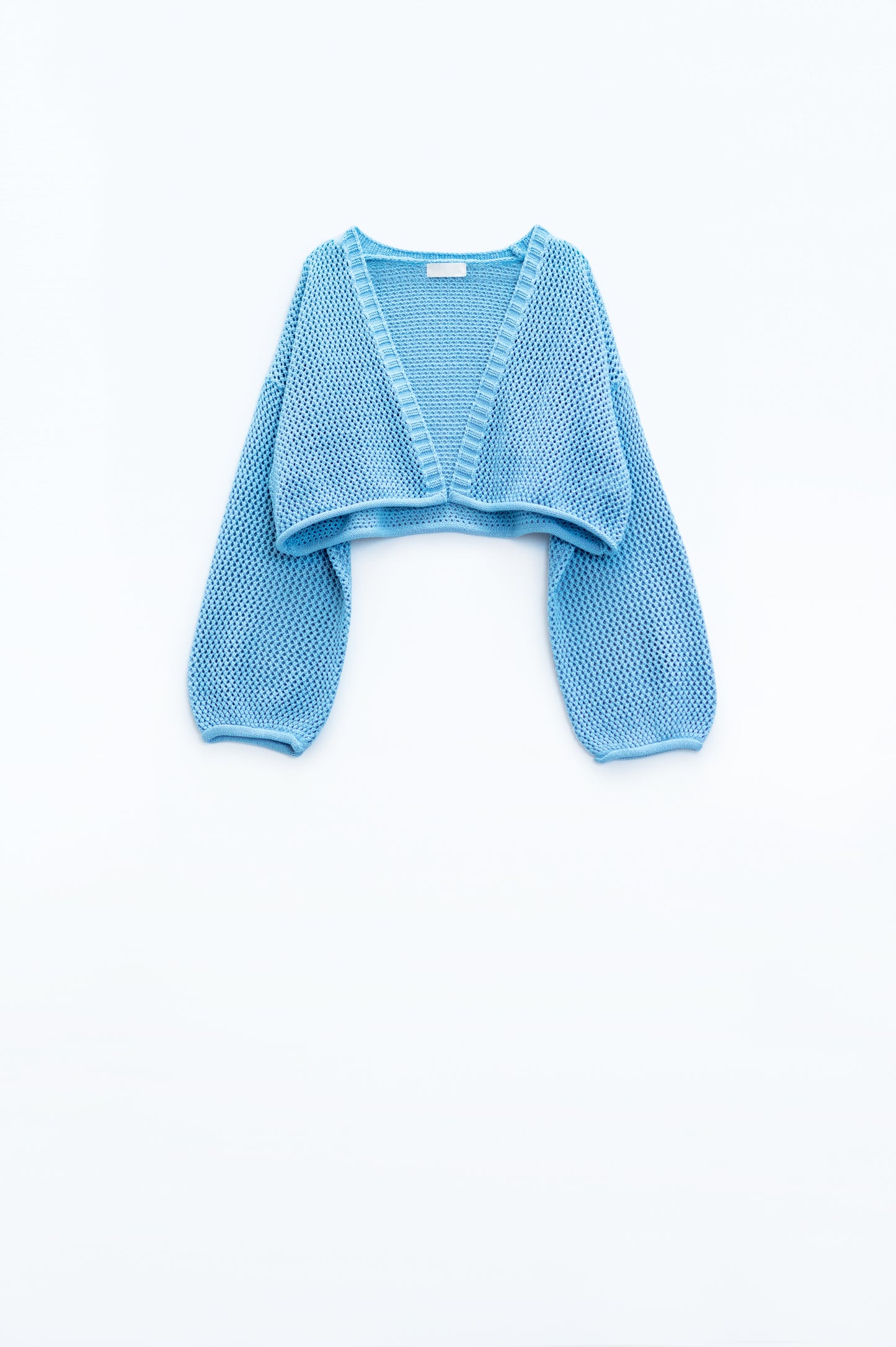 Crochet basic cropped cardigan in baby blue | Just Cool Beans — sweaters | tops
