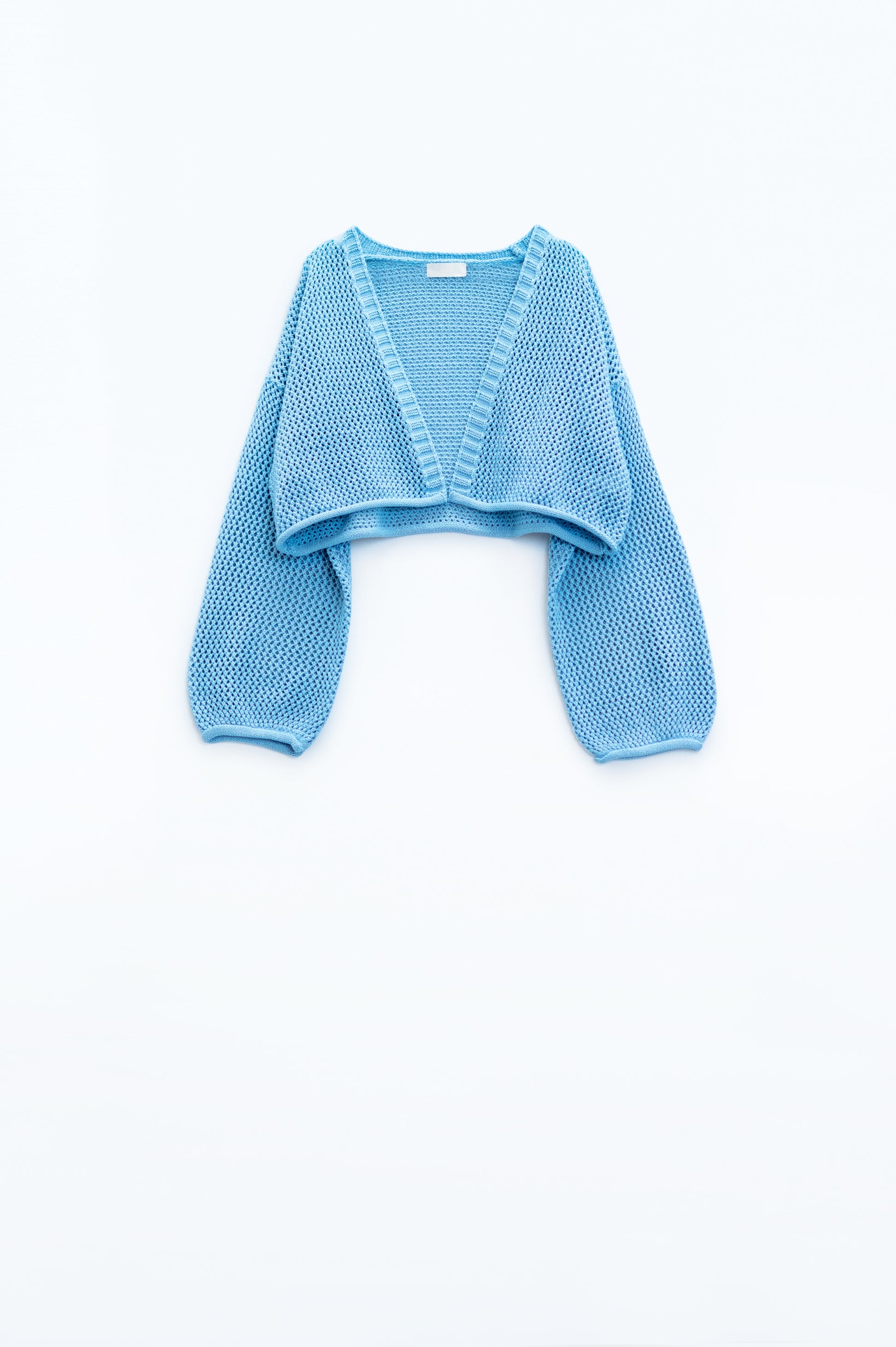 Crochet basic cropped cardigan in baby blue | Just Cool Beans — sweaters | tops