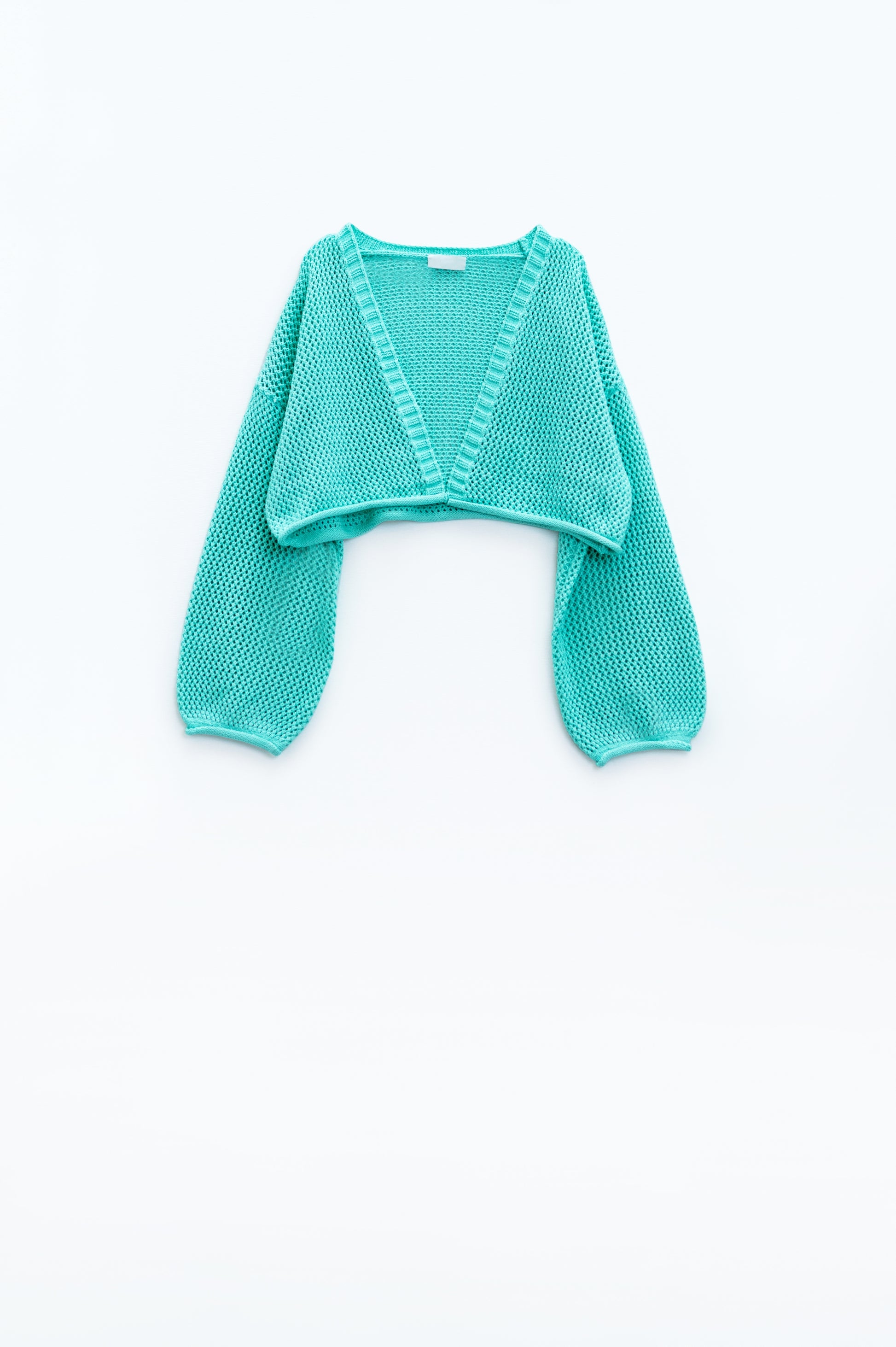 Crochet basic cropped cardigan in mint | Just Cool Beans — sweaters | tops