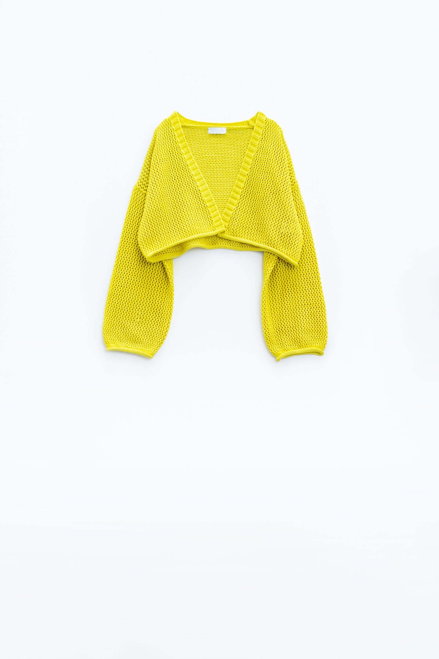 Crochet basic cropped cardigan in yellow | Just Cool Beans — sweaters | tops