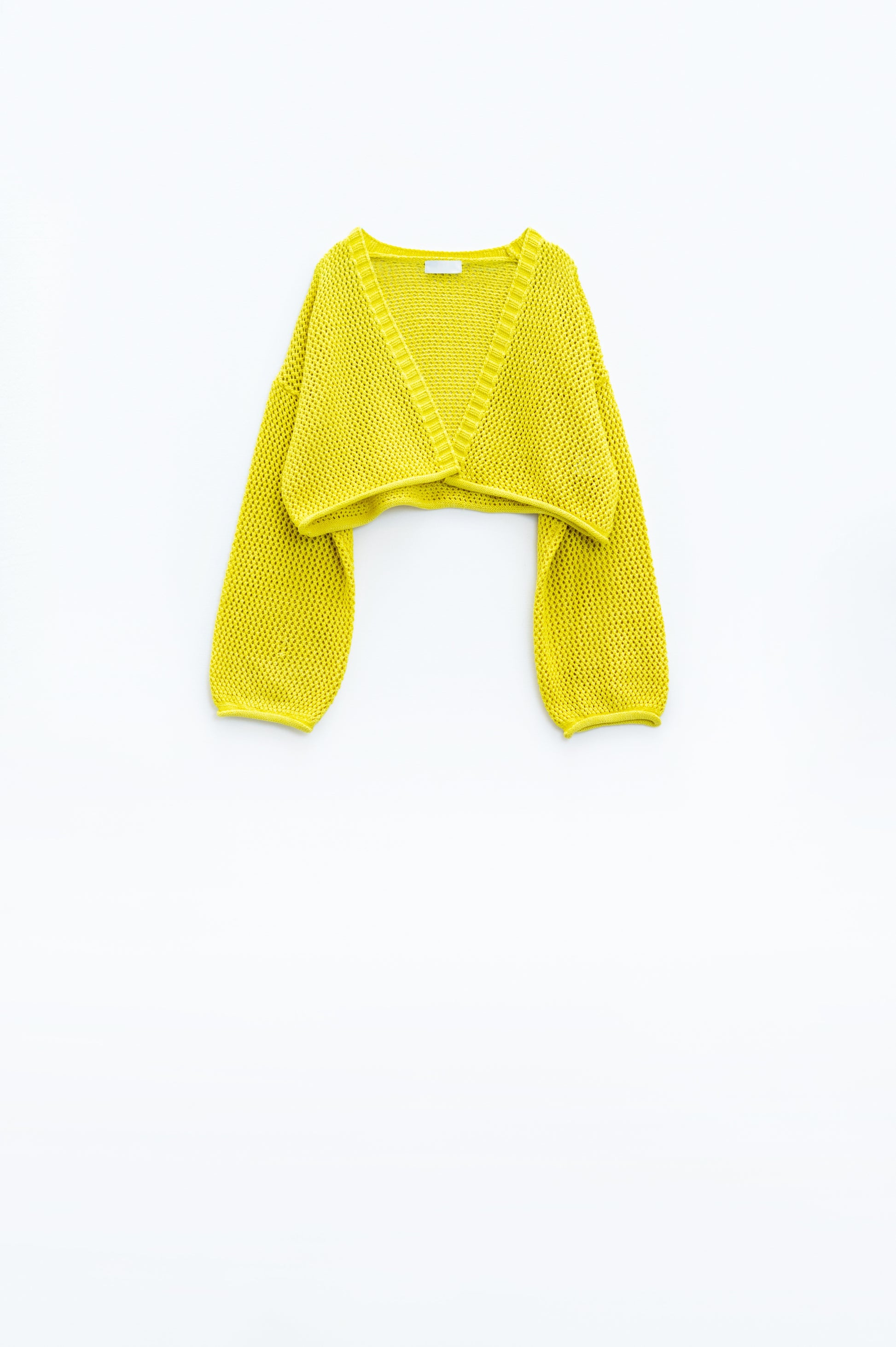 Crochet basic cropped cardigan in yellow | Just Cool Beans — sweaters | tops