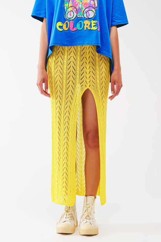 Crochet maxi skirt in yellow | Just Cool Beans — skirts
