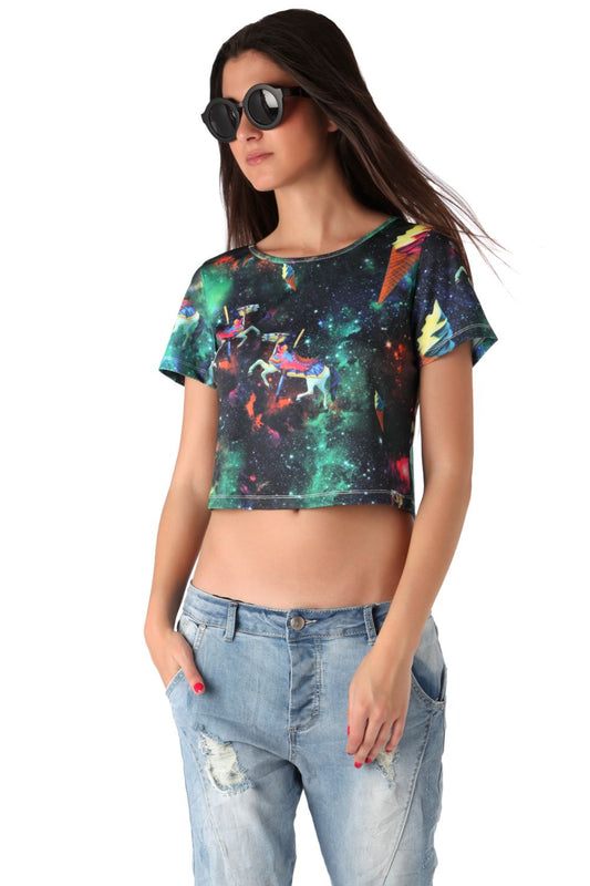Crop top with illustrated print | Just Cool Beans — shirts | tops